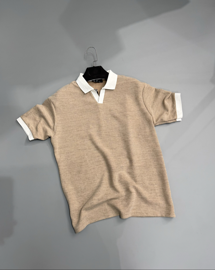 Koyu bej  polo yaka 