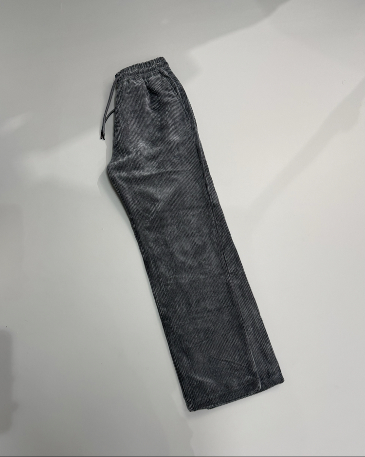 Antrasit baggy kadife pantolon