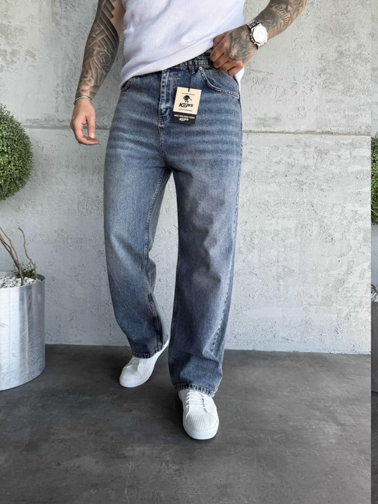 Koyu mavi relax baggy jean pantolon 