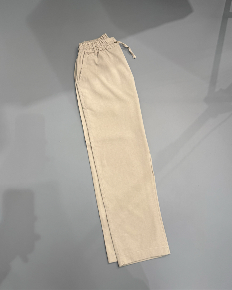 Bej baggy kumaş pantolon 