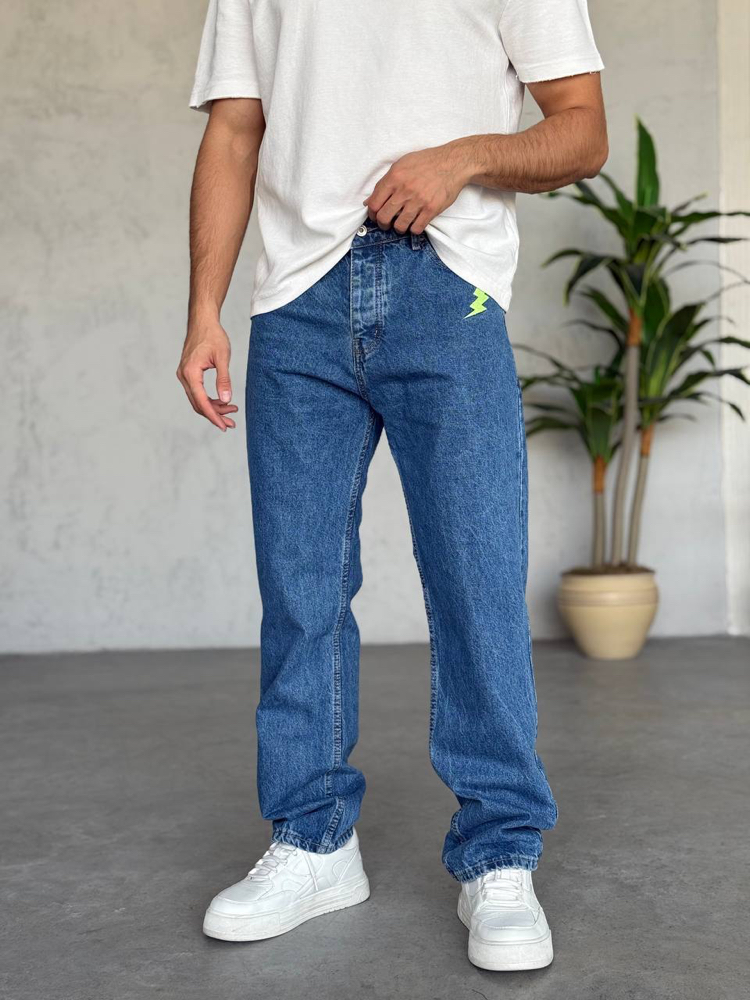 Mavi baggy tasarım jean pantolon