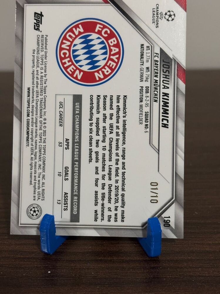 Joshua Kimmich 21-22 Topps UCL First Edition /10 Numaralı Kart