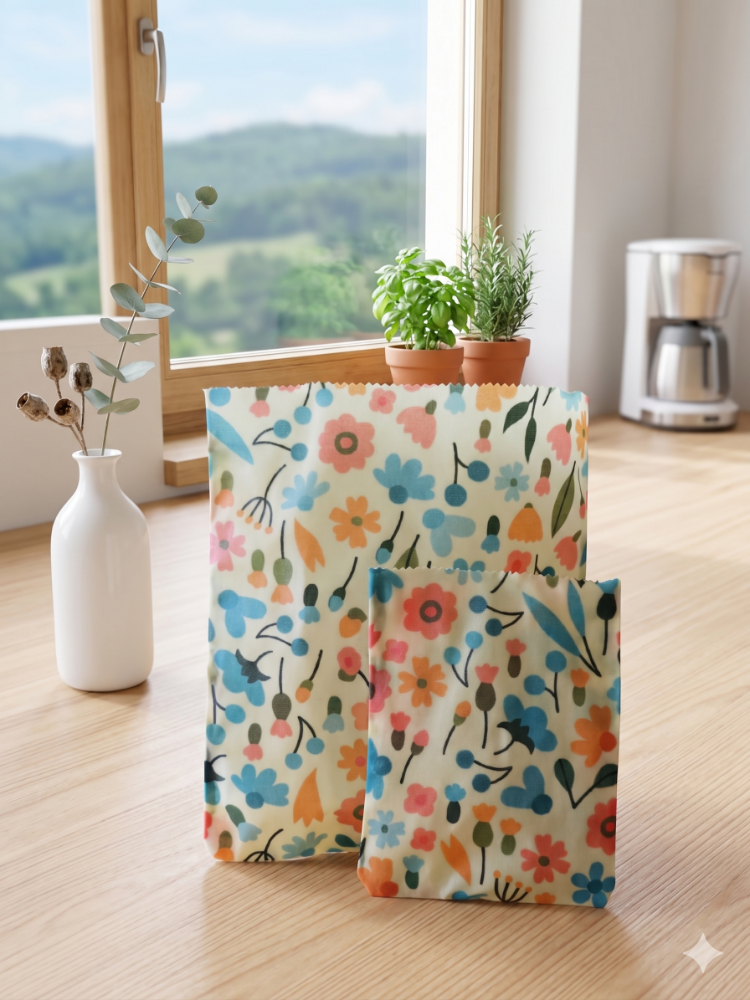 Balmumlu Gıda Saklama Kesesi – 2'li Set (15x20 cm & 25x30 cm)