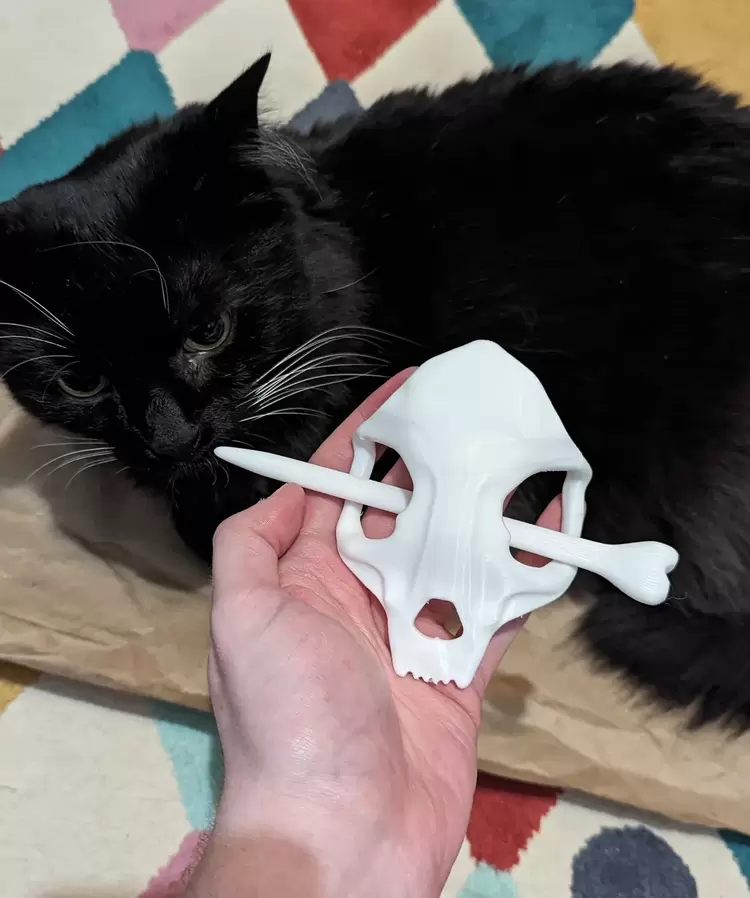 Kedi Kafatası Temalı Gotik Saç Tokası
