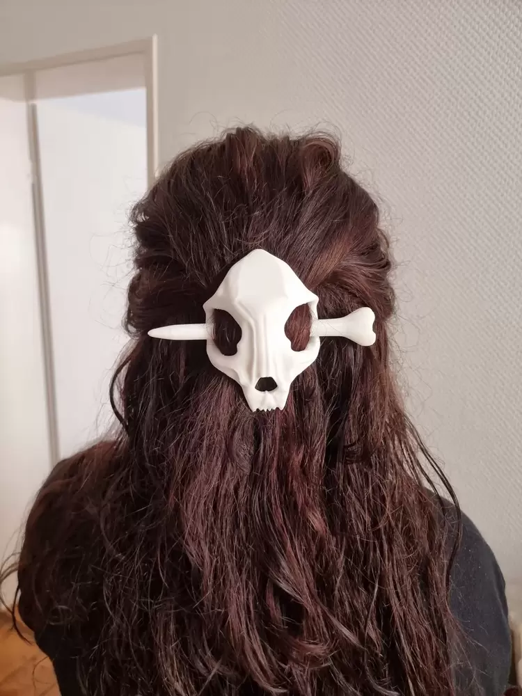 Kedi Kafatası Temalı Gotik Saç Tokası
