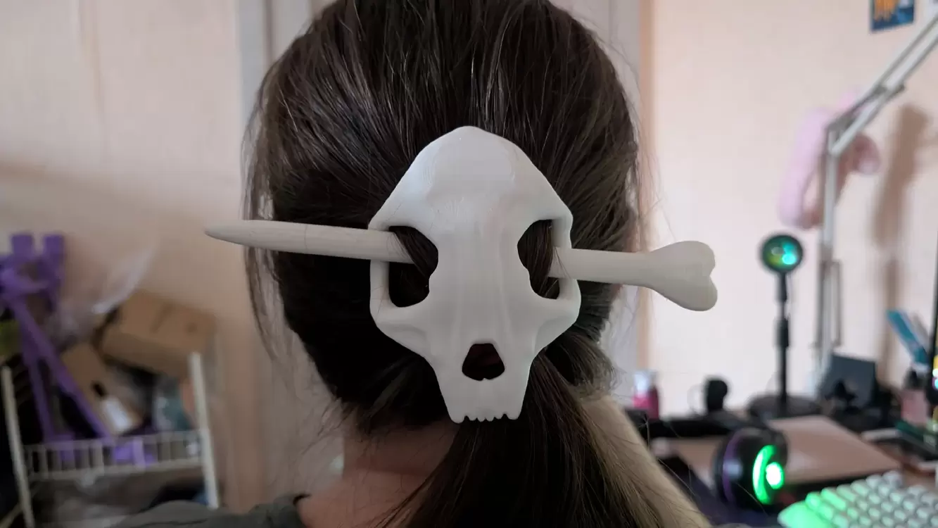 Kedi Kafatası Temalı Gotik Saç Tokası