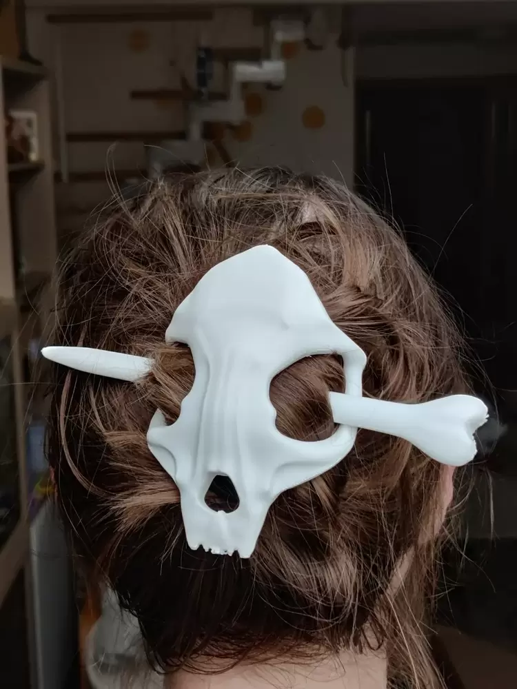 Kedi Kafatası Temalı Gotik Saç Tokası