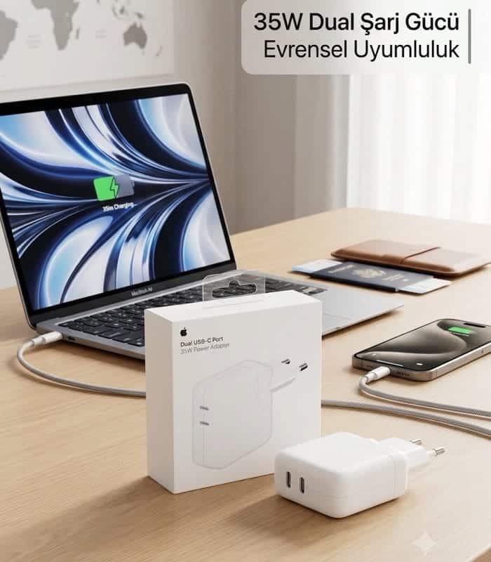 Apple 35W Adaptör Çift Port Şarj Cihazı