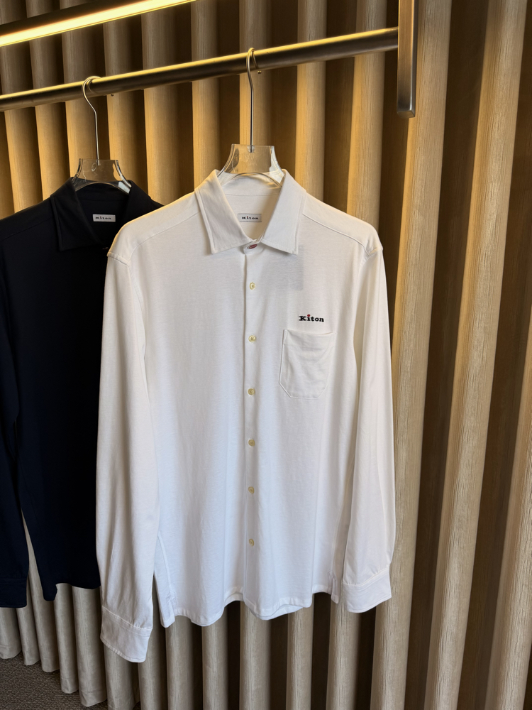 Kiton Logo Pamuk Örme Gömlek