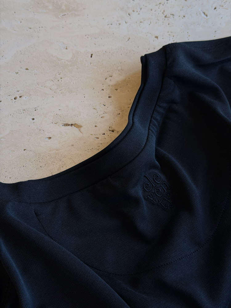 Eleventy %100 Pamuk Tshirt (Yıkamalı Siyah)
