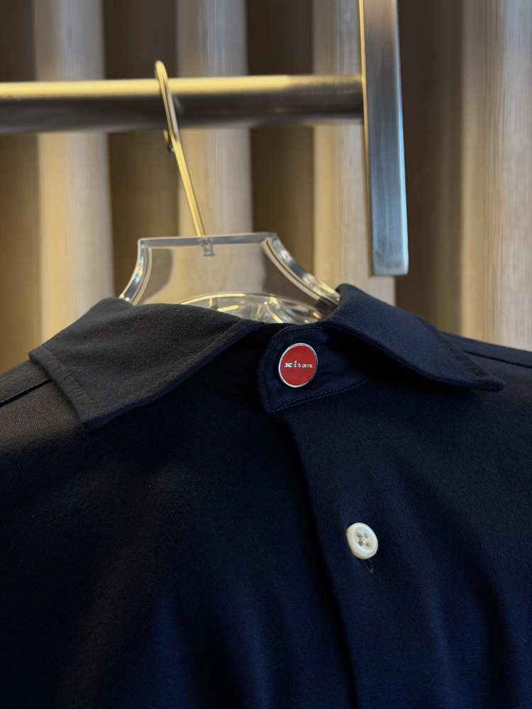 Kiton Logo Pamuk Örme Gömlek (Lacivert)