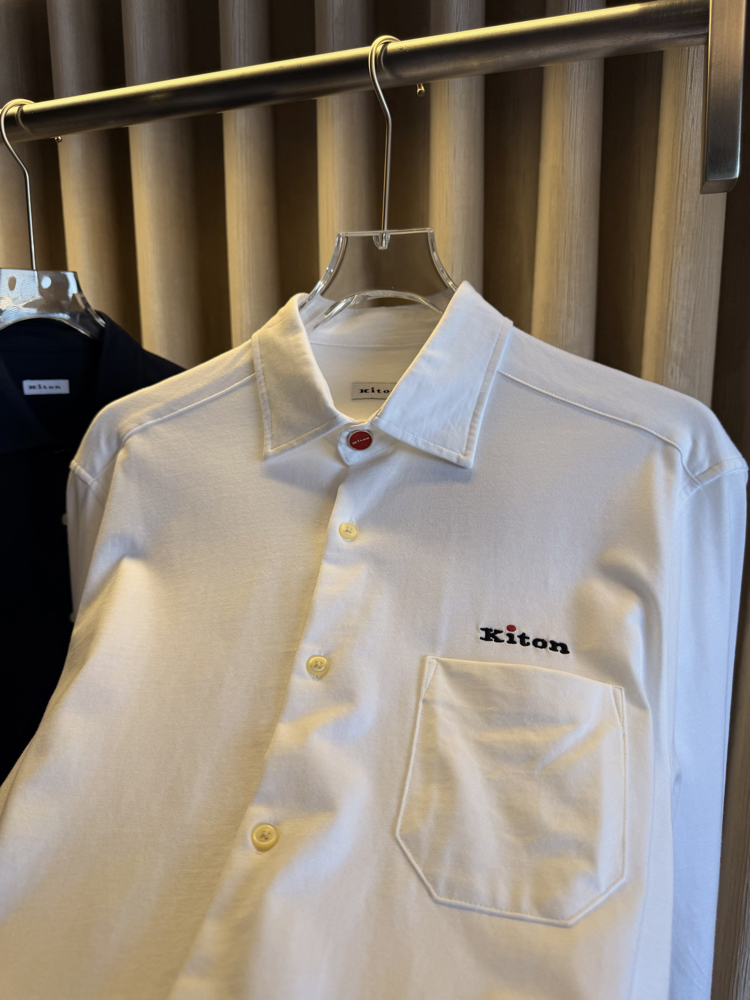 Kiton Logo Pamuk Örme Gömlek