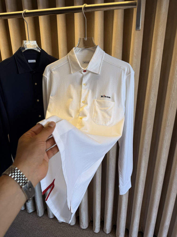 Kiton Logo Pamuk Örme Gömlek
