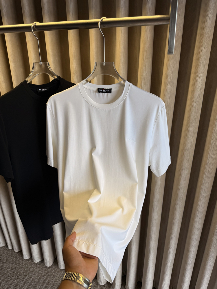 Kiton Basic Logo Pamuk Tişört (Kırık Beyaz)
