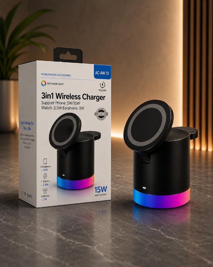 15W 3 İN 1 MAGSAFE UYUMLU WİRELESS ŞARJ STAND (AW13)