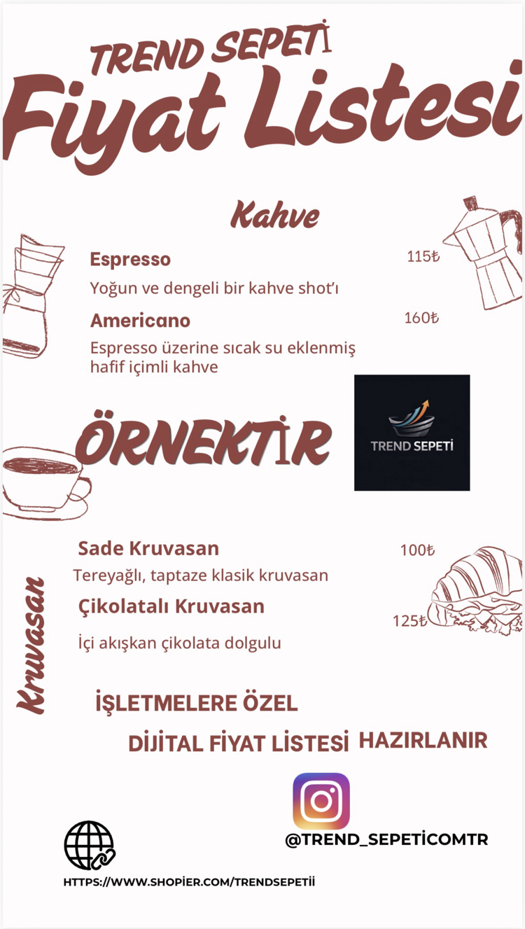 Dijital Menü ve Fiyat Listesi Tasarımı