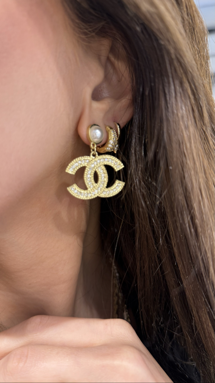 İnci Detaylı Gold CC İthal Küpe