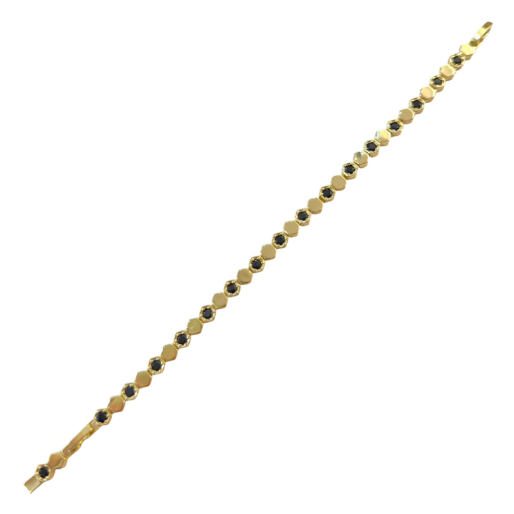 Siyah Gold Petek Kesim 14K Bileklik