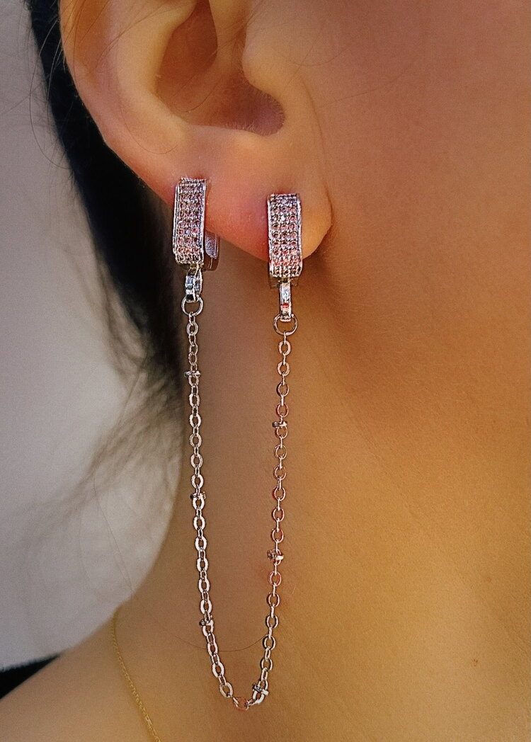 İkili Silver Sallantılı Küpe