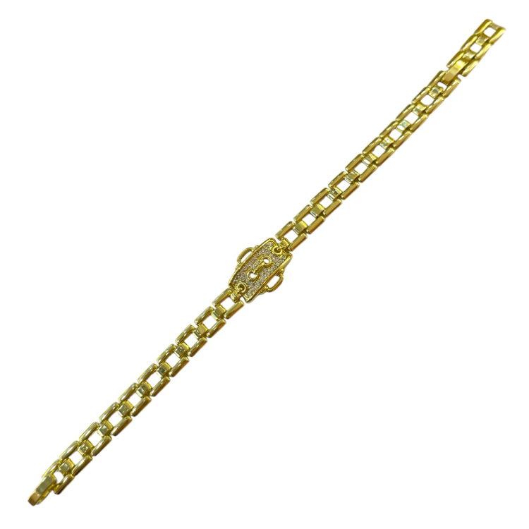 Kilit Zirkon Detay 14K Bileklik