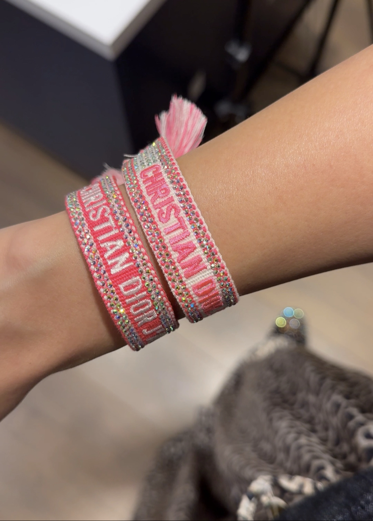Dior Pembe Taşlı İthal İp Bileklik 