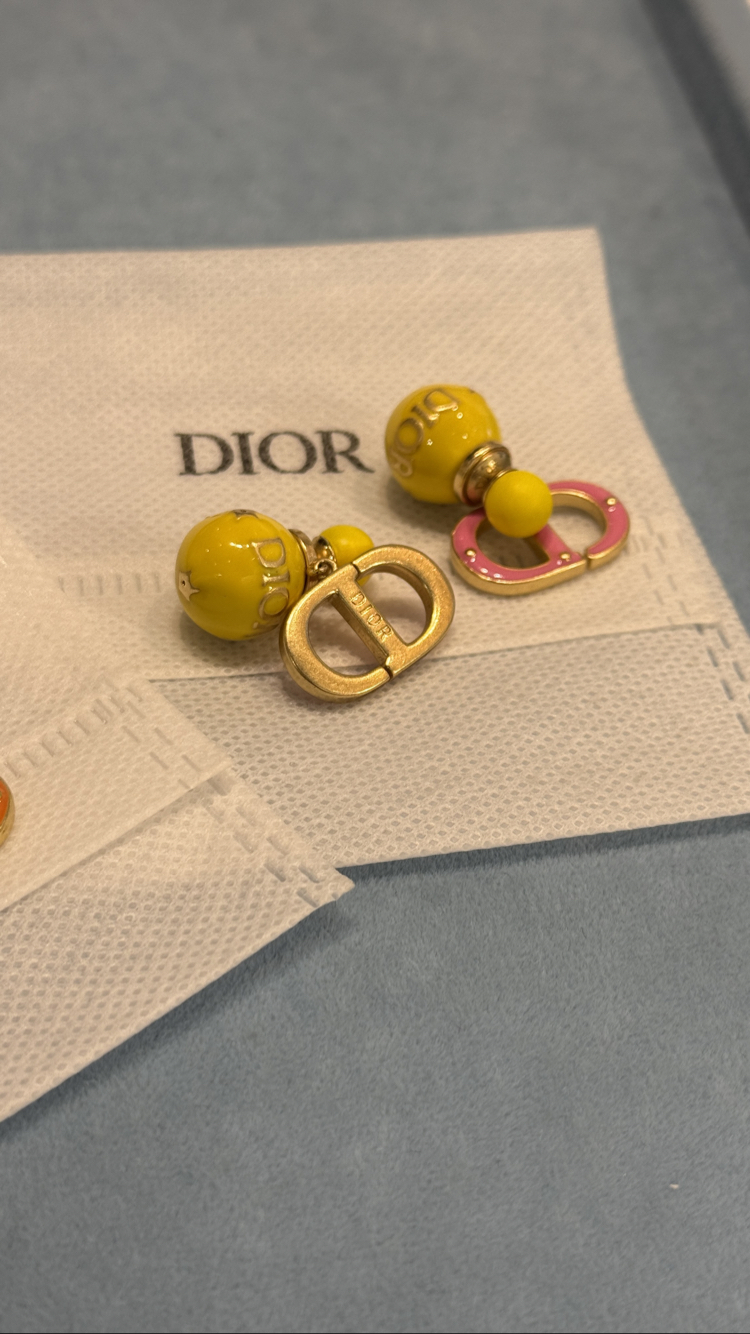 Dior Sarı Pembe İthal Küpe 