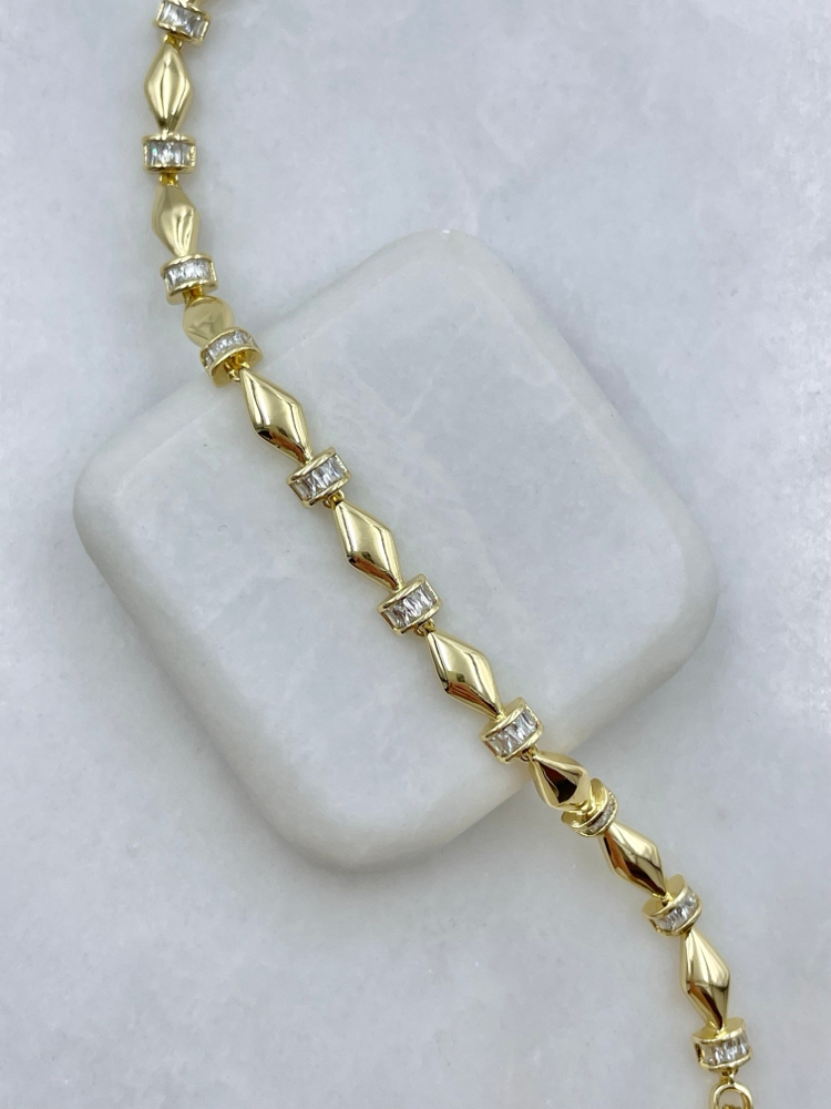 Gold Taş Detaylı 14K Bileklik 