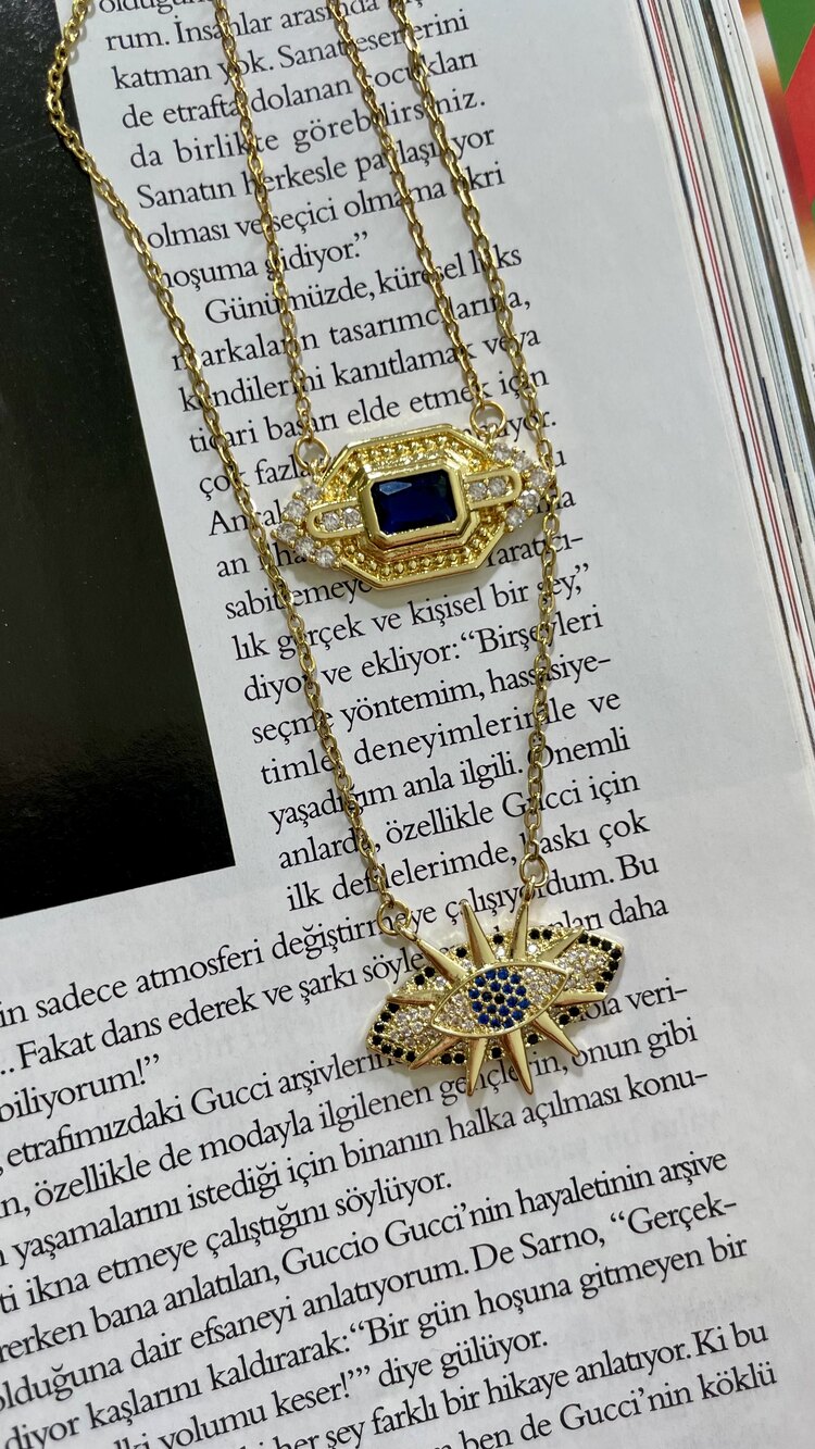 Renkli Zirkon Göz Kolye