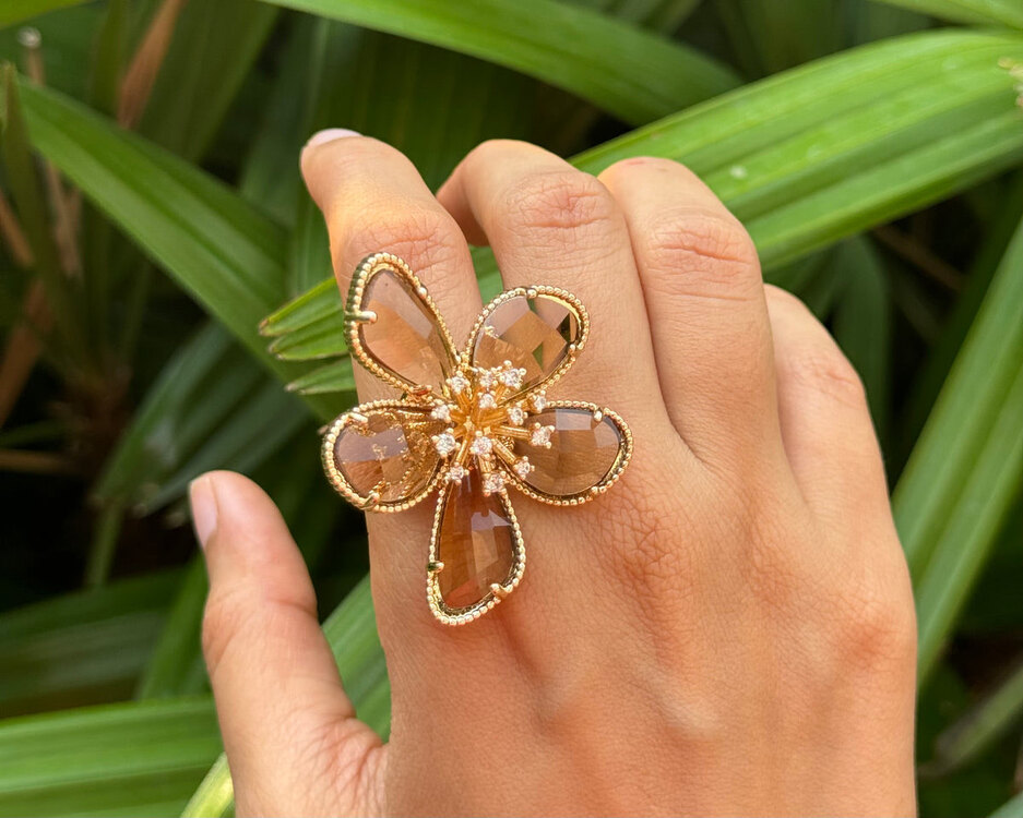 Tasarım Flower Crystal Yüzük