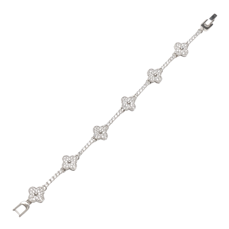 Silver Yonca Detay 14K Bileklik 