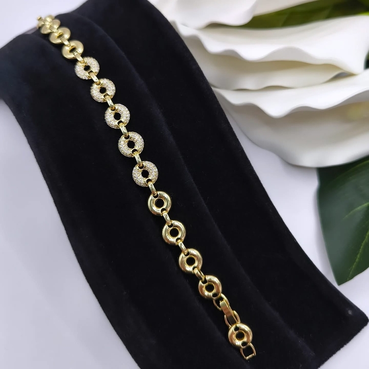 Halka Gold Zirkon Bileklik
