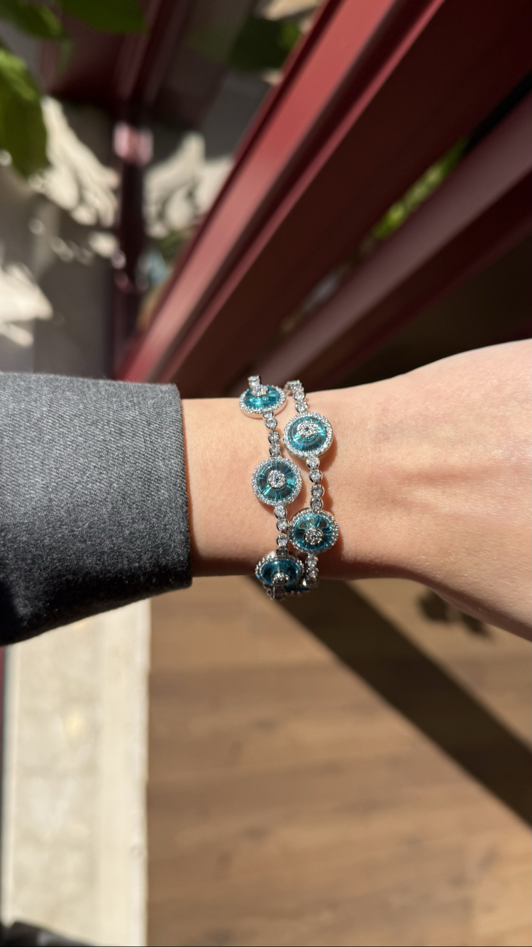 14K Üçlü Cam Göz Silver Bileklik 