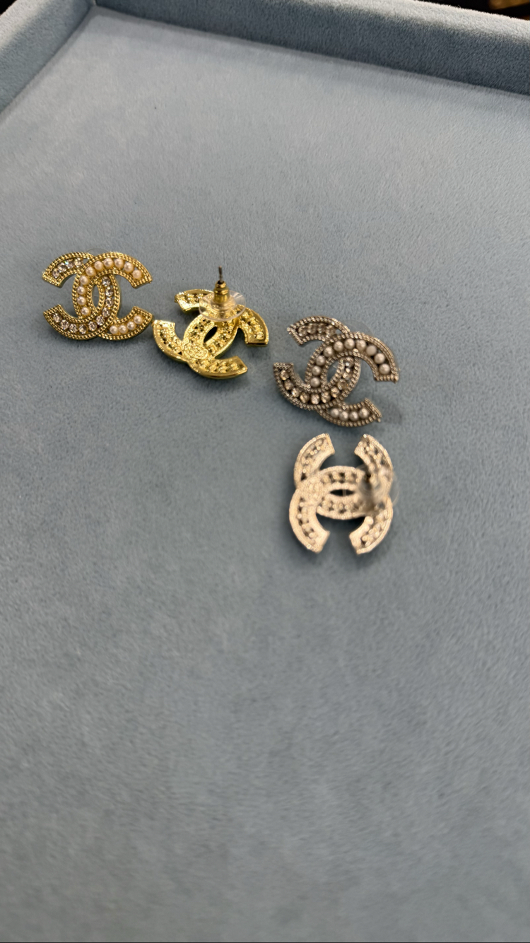 CC İnci Zirkon Detay Gold Küpe 