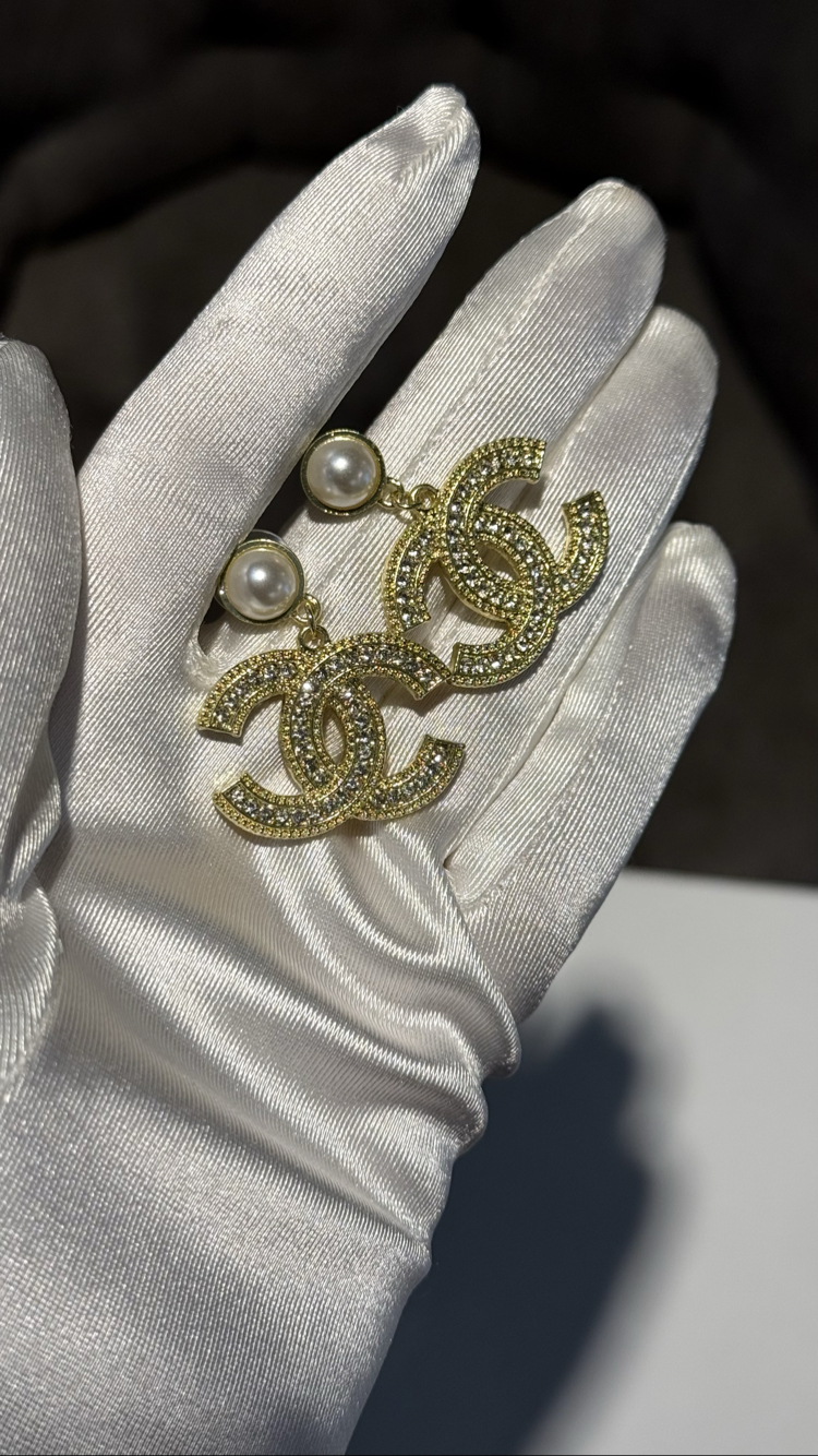 İnci Detaylı Gold CC İthal Küpe