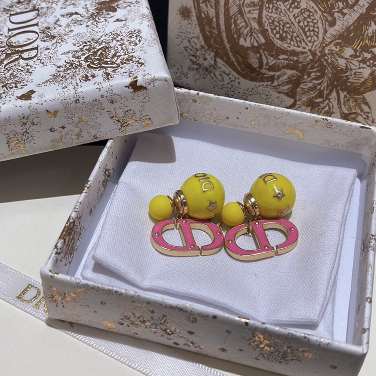 Dior Sarı Pembe İthal Küpe 
