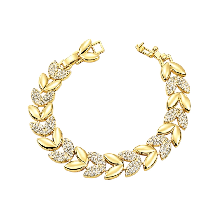Gold Yaprak Detay 14K Bileklik 