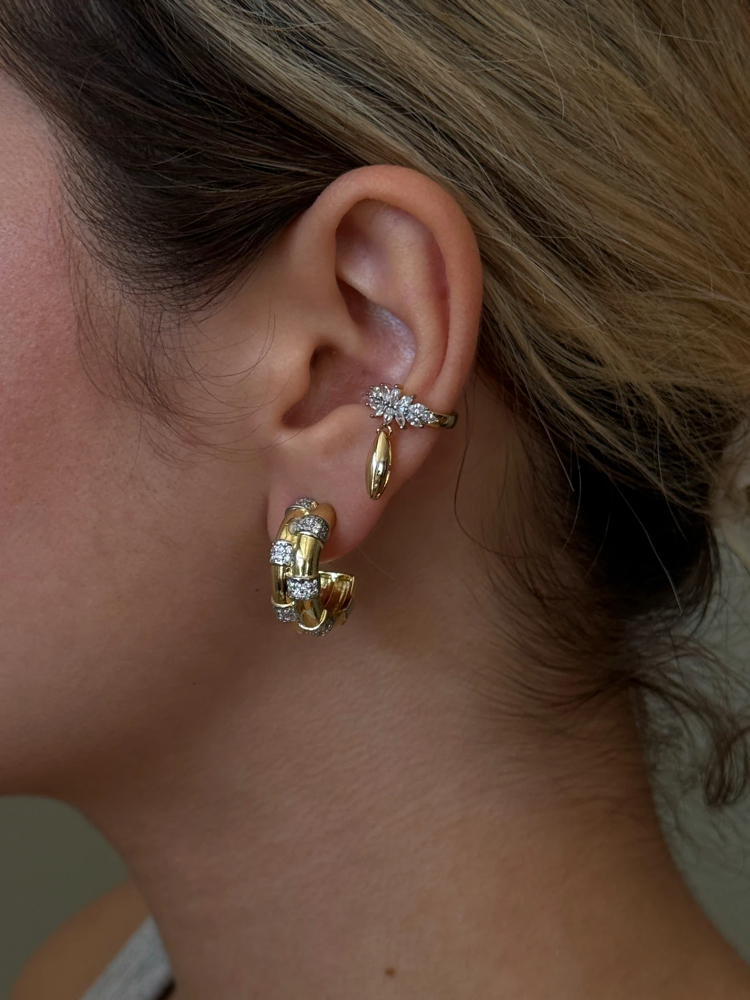 Mers Design Zirkon Gold Halka Küpe