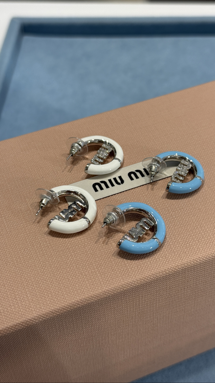 Miu Mavi Mineli İthal Küpe