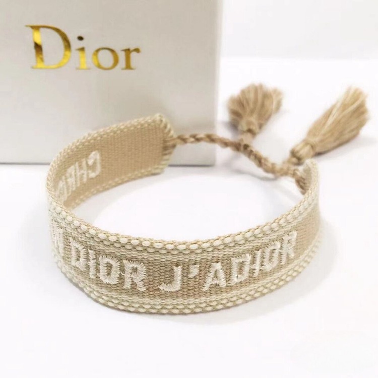 Krem Rengi Dior İp Bileklik