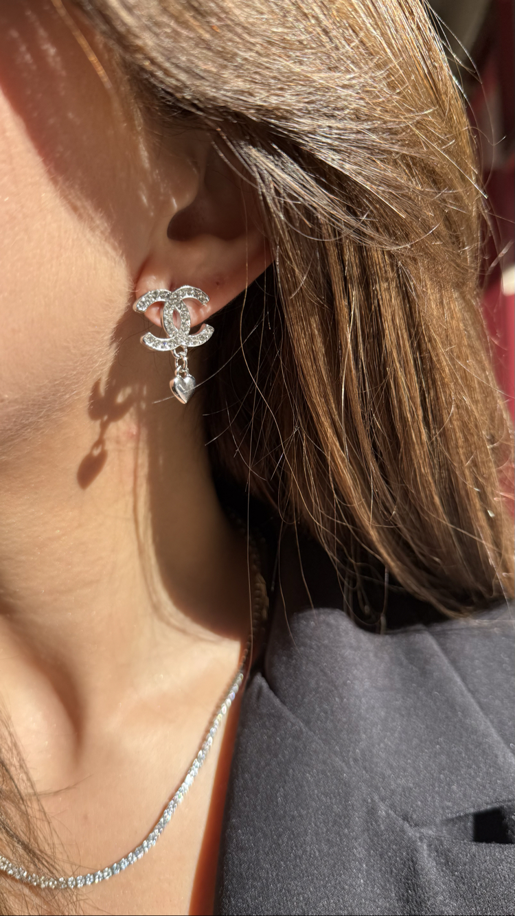 CC Heart Silver İthal Küpe