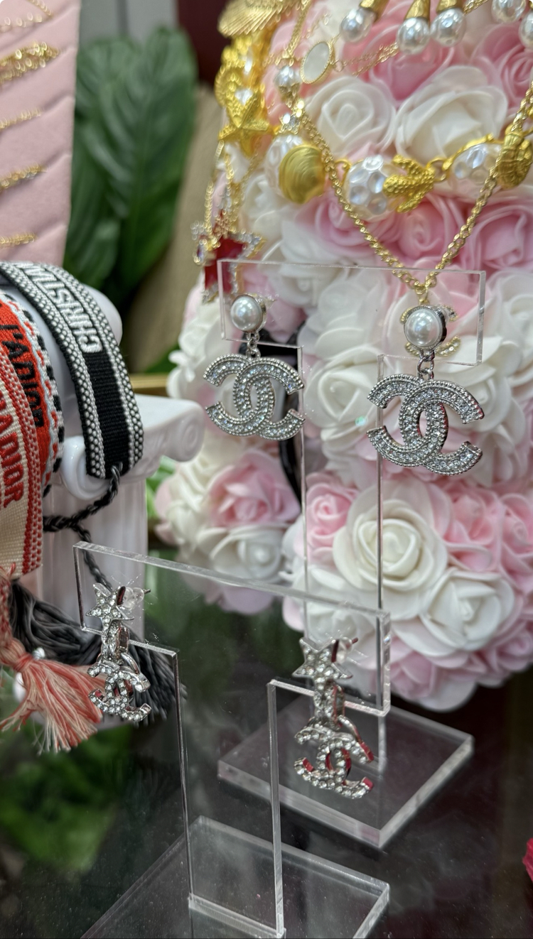 CC Sallantılı Silver Star Küpe