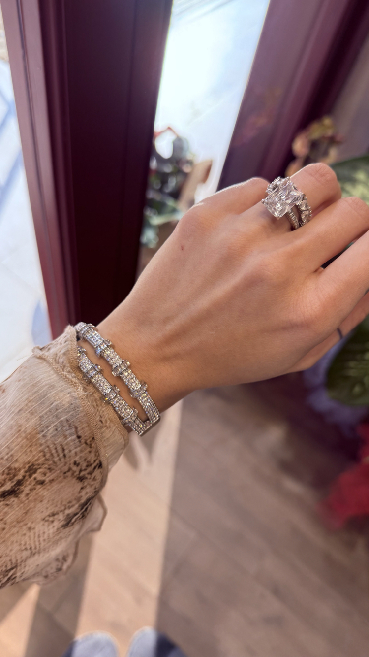İki Sıralı Silver Zirkon Kelepçe