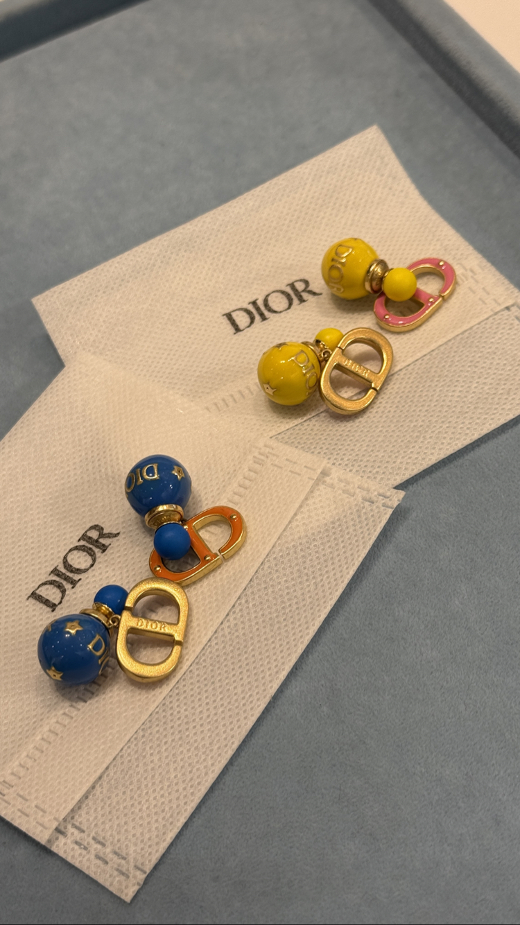 Dior Sarı Pembe İthal Küpe 