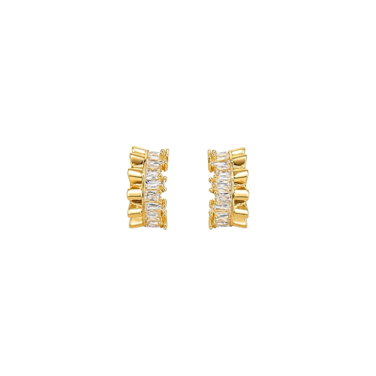 Minimal Gold Taşlı Halka Küpe