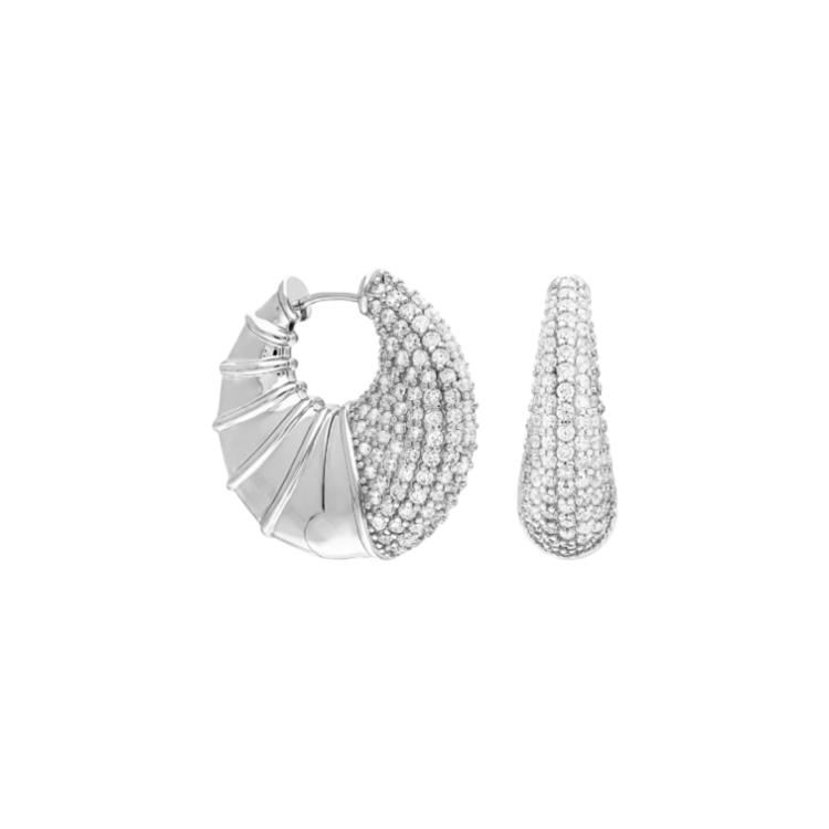 Tombul Midye Model Silver Zirkon Küpe