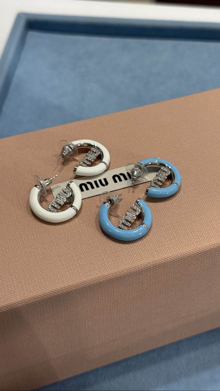 Miu Mavi Mineli İthal Küpe