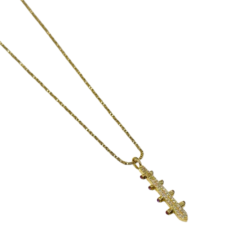 Baguette Seri Uçlu 14K Kolye