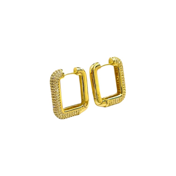 Kare Gold Zirkon Küpe