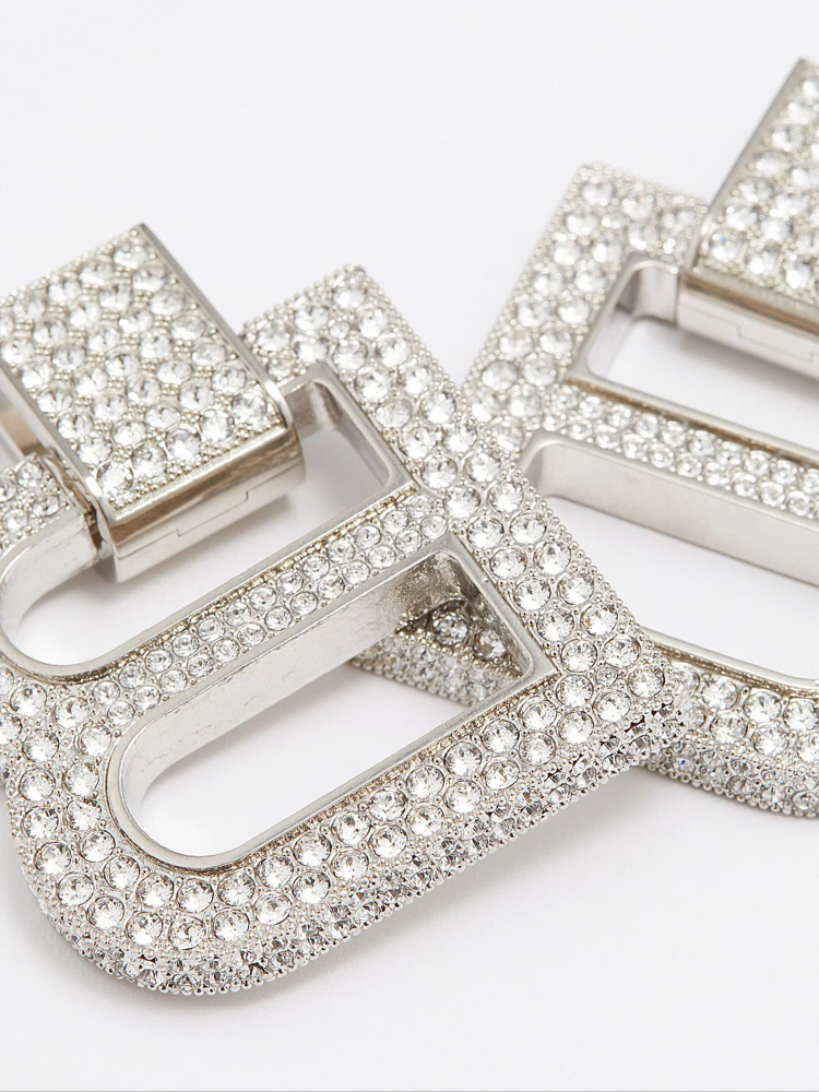 Balenciaga Silver Zirkon B Logo İthal Küpe 