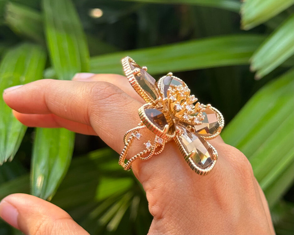 Tasarım Flower Crystal Yüzük